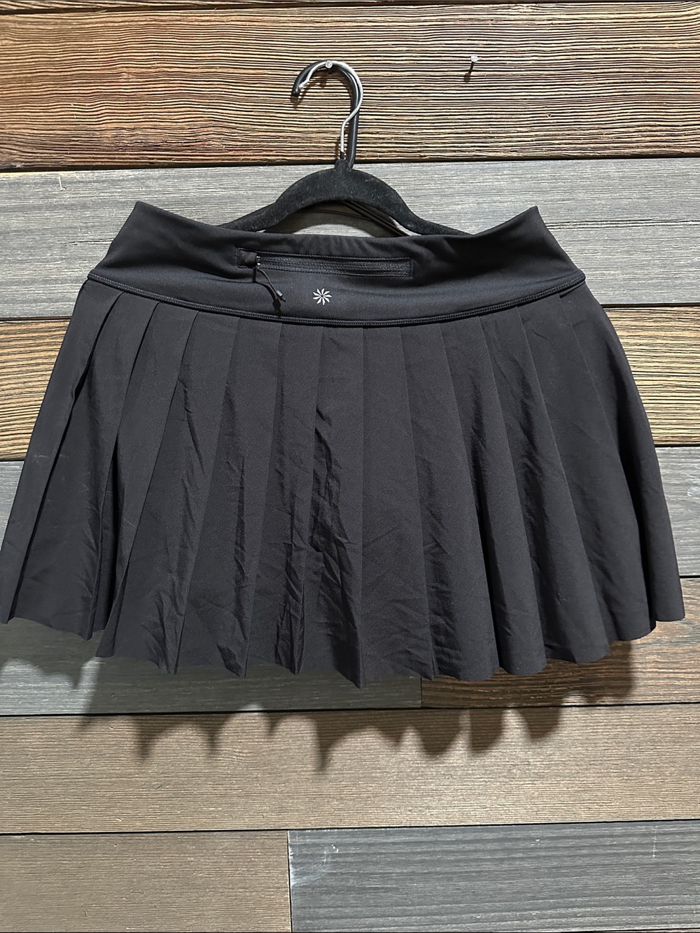 Athleta Black Pleated Skater Skirt